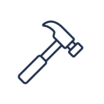 stylized outline of a hammer