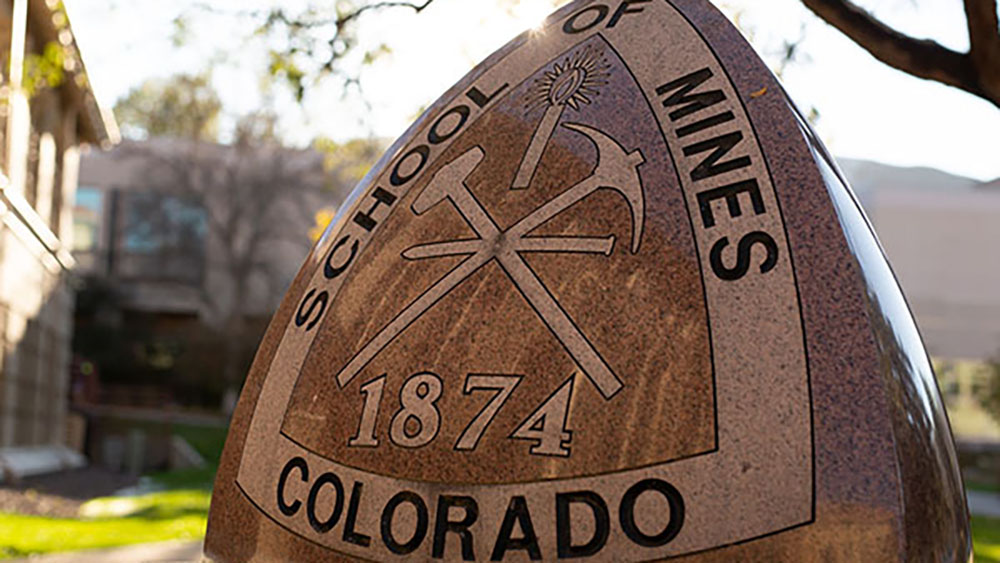 Colorado School of Mines logo on stone