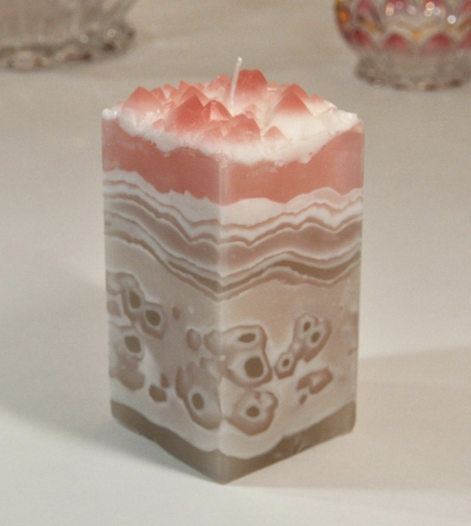 Rose quartz square pillar candle - Mines Museum of Earth Science