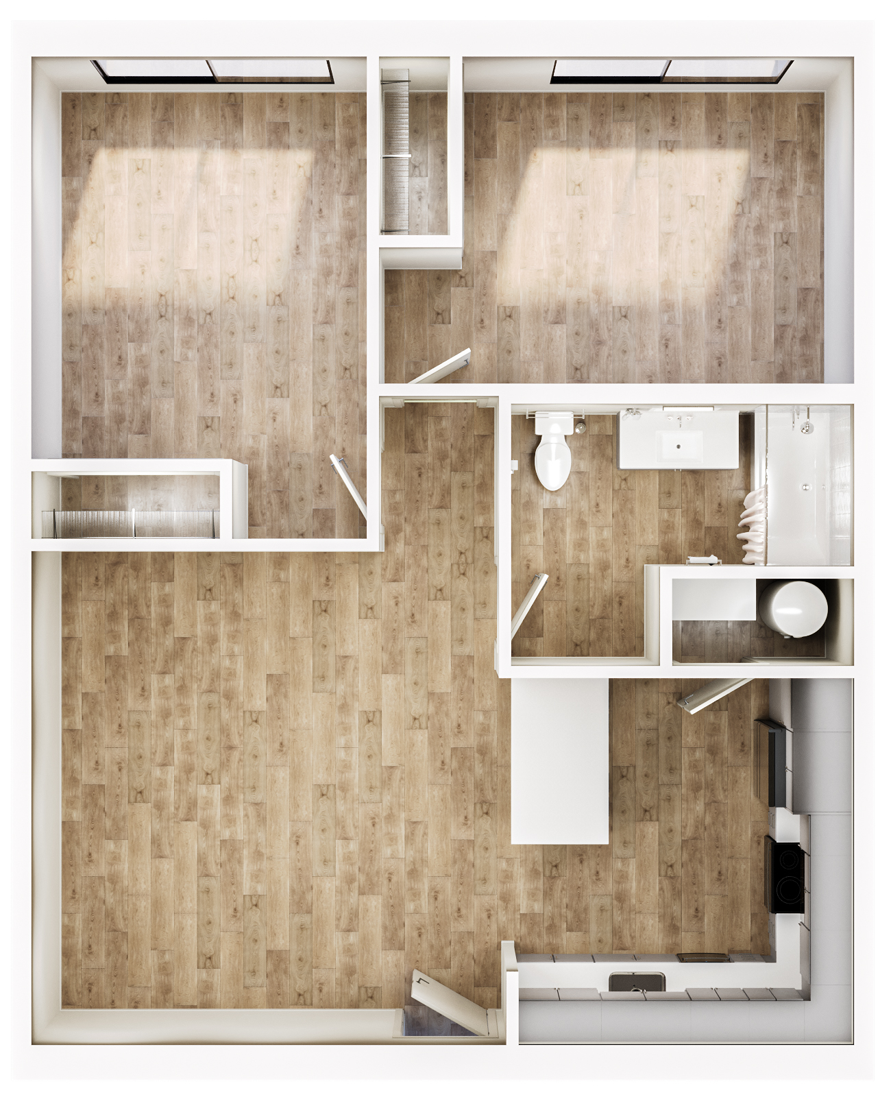 Blueprint layout for Mines Park 1900s/2000s building two-bedroom apartment unit